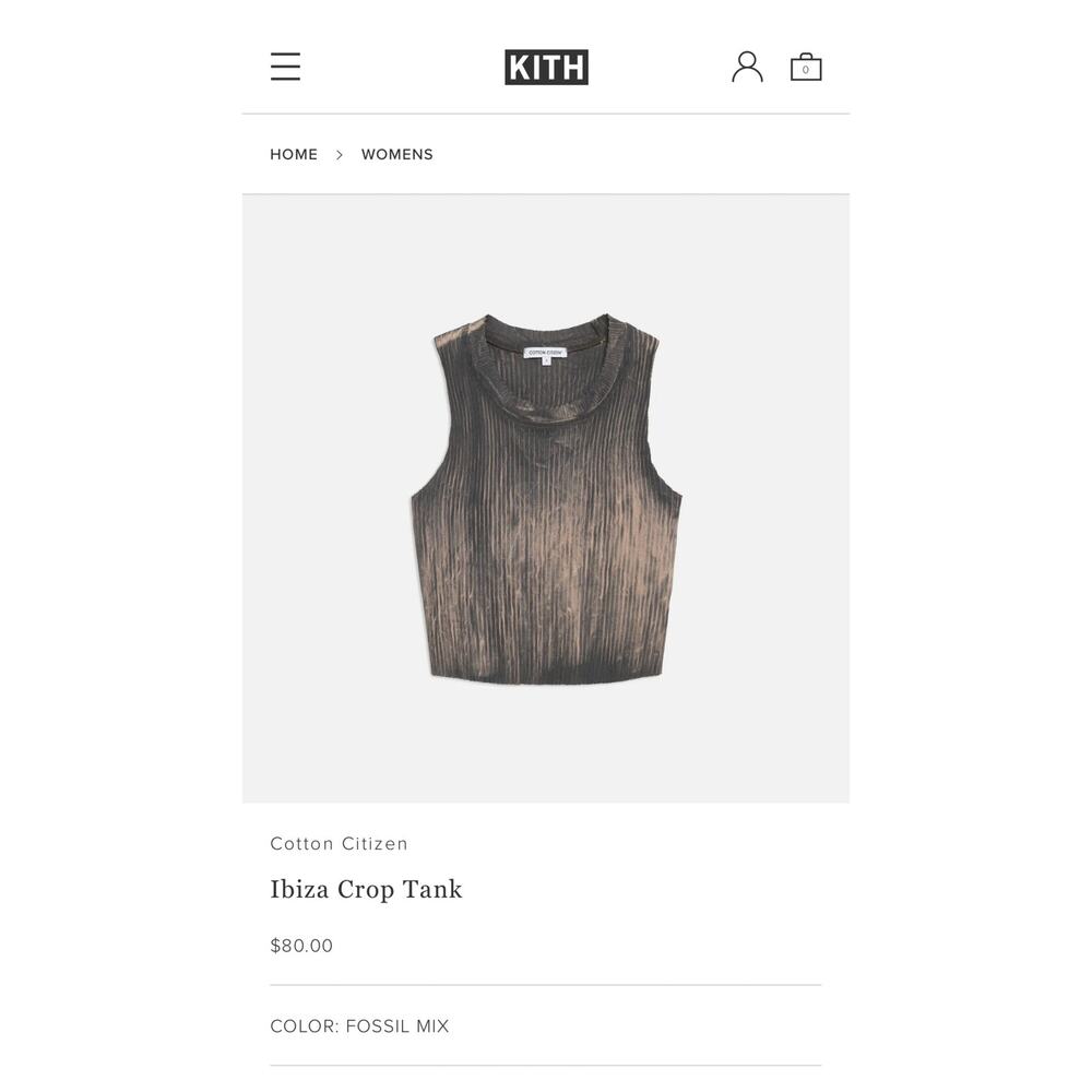 NWT Citizen Cotton Ibiza Crop Tank Fossil Acid Wash Ribbed Earthy Kith Euro - XS - Picture 6 of 6